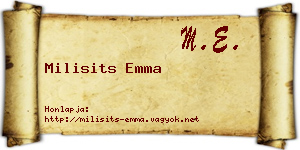 Milisits Emma névjegykártya